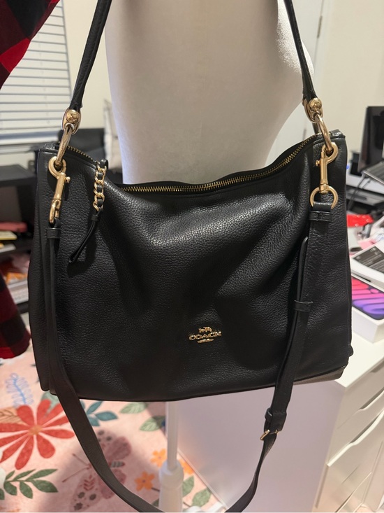 Coach Handbags - Coach Mia Black Leather Shoulder Bag with Gold Hardware